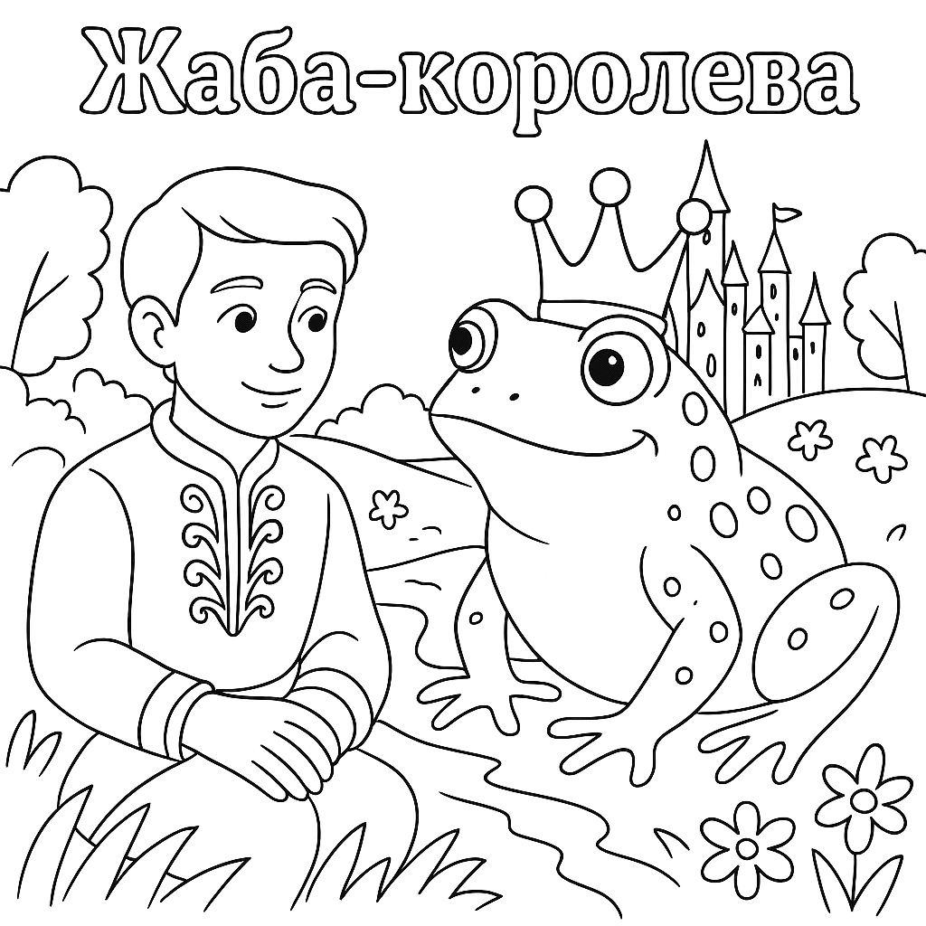 Раскраска по сказке "Жаба-королева"